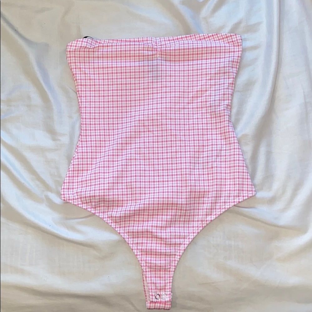 Pink plaid body suit